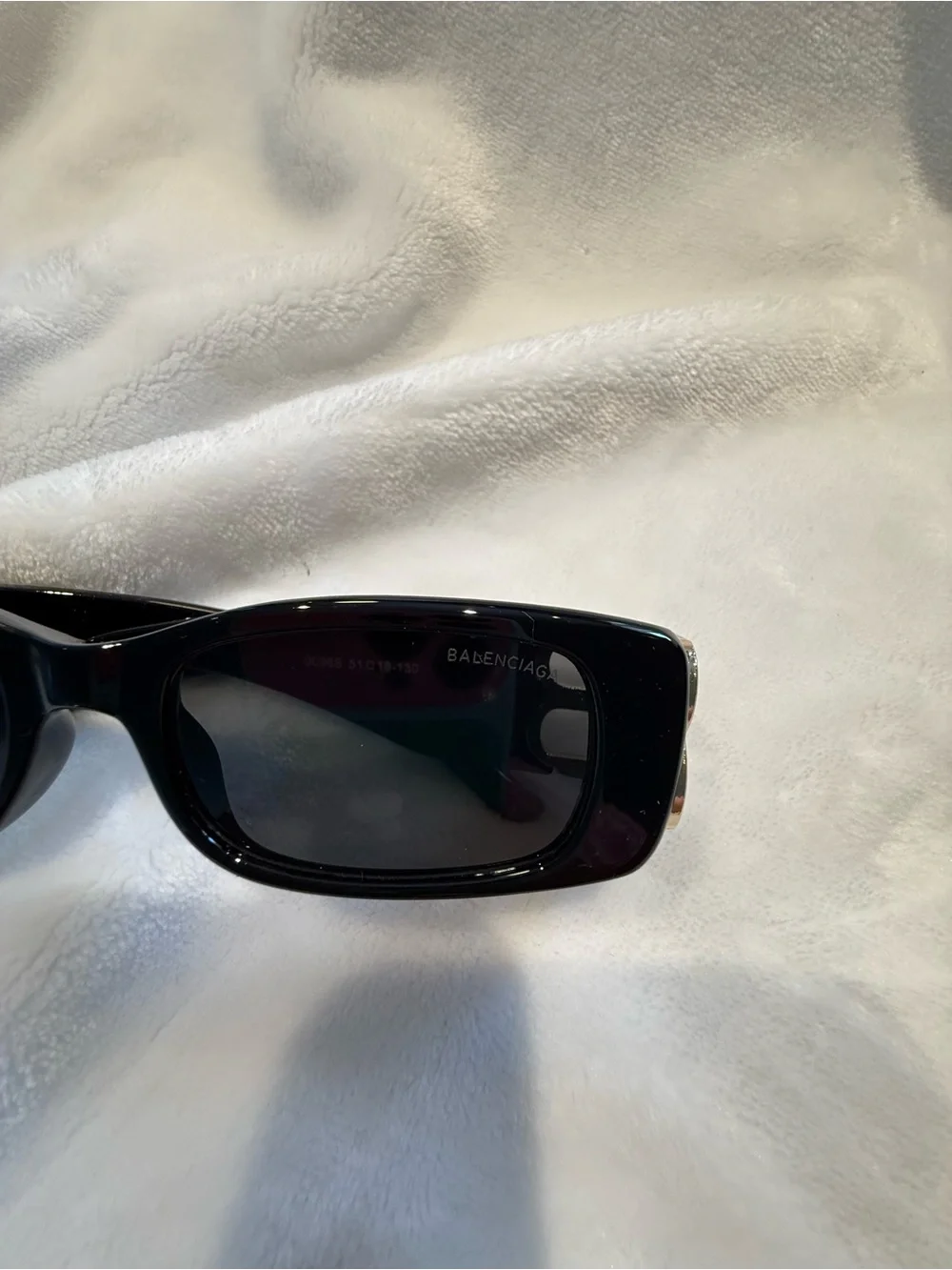 Balenciaga Black Rectangular Sunglasses with Logo Accents